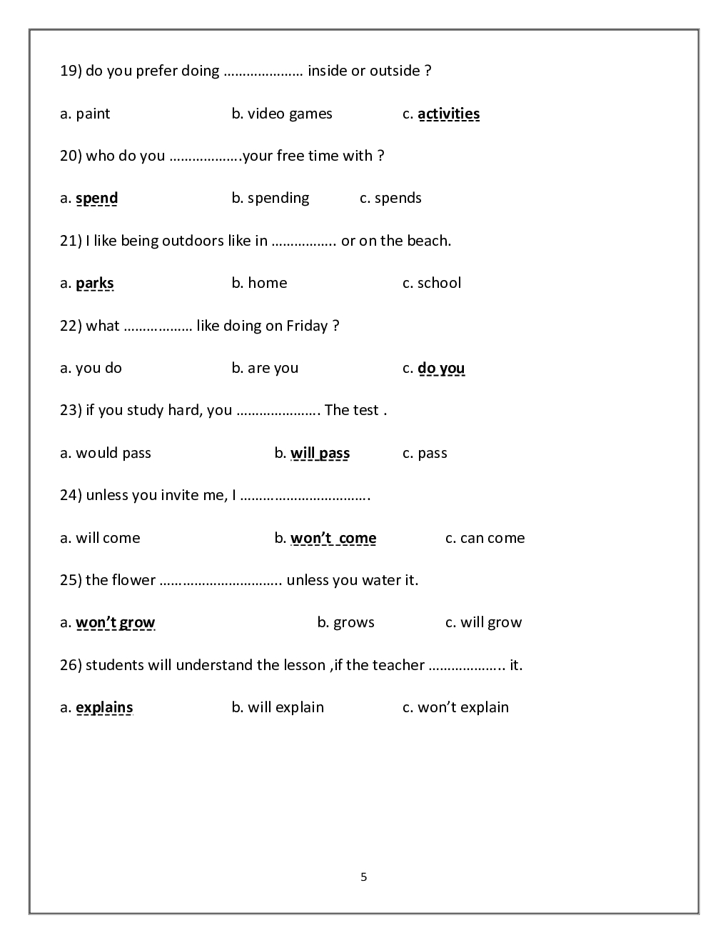 أوراق عمل Unit 1 And Unit 2 Worksheet مع الحل اللغة الإنجليزية الصف ...