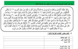 أوراق عمل متنوعة تربية إسلامية الصف السابع