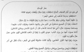 امتحان نهاية الفصل لغة عربية الصف الثالث الفصل الأول - نموذج 2