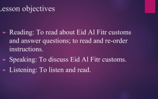 بوربوينت درس Eid Al Fitr traditions 1 اللغة الإنجليزية الصف الرابع
