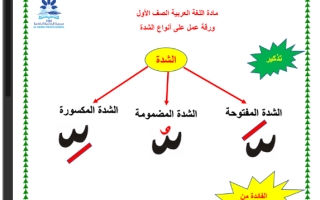 ورقة عمل أنواع الشدة اللغة العربية الصف الأول