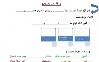 ورقة عمل الجملة الاسمية عربي صف خامس