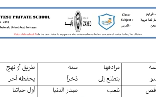 أوراق عمل تقييم مهارتي القراءة والكتابة اللغة العربية الصف الرابع