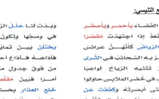 اختبار تكويني اللغة العربية الصف العاشر الفصل الثاني