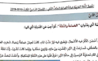 امتحان نهاية الفصل لغة عربية الصف الثاني الفصل الثالث - نموذج 1