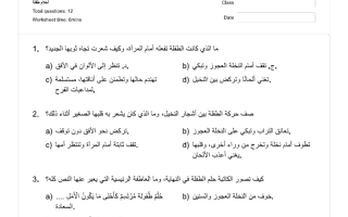 أوراق عمل قصة أحلام طفلة اللغة العربية الصف الثامن الفصل الثالث