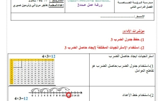 حل ورقة عمل الضرب في 3 الرياضيات المتكاملة الصف الثالث الفصل الثاني