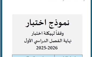 نموذح اختبار وفق الهيكل الوزاري الرياضيات المتكاملة الصف الثاني عشر نخبة