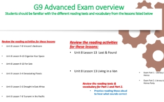 مراجعة Exam Overview اللغة الانجليزية للصف التاسع الفصل الثالث