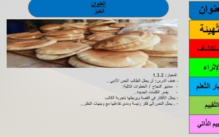بوربوينت درس الخبز اللغة العربية الصف العاشر الفصل الأول