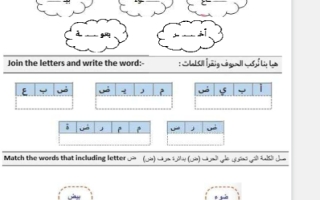 ورقة عمل درس حرف الضاء لغة عربية الصف الأول - نموذج 2