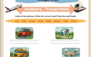 ورقة عمل الأسبوع الثالث Transportation اللغة الإنجليزية الصف الثاني الفصل الثالث