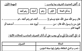 أوراق عمل درس بر الوالدين تربية إسلامية الصف الثالث