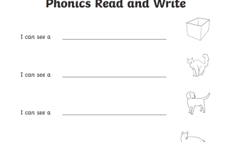 ورقة عمل Phonics Read and Write لغة إنجليزية الصف الأول