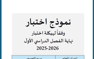 نموذج اختبار وفق الهيكل الوزاري اللغة العربية الصف العاشر