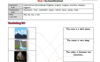 حل ورقة عمل Week 1 Our beautiful planet اللغة الإنجليزية الصف الرابع الفصل الثاني