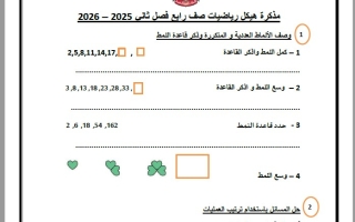 مراجعة حسب الهيكل الرياضيات المتكاملة الصف الرابع الفصل الثاني