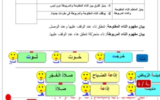 ورقة عمل درس التاء المربوطة والمفتوحة لغة عربية الصف الثاني - نموذج 1