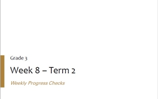 الخطة الأسبوعية Weekly Progress Checks Week 8 اللغة الإنجليزية الصف الثالث الفصل الثاني
