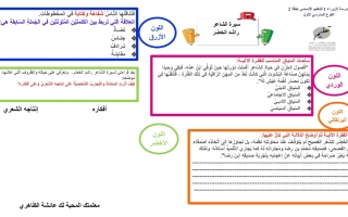 ورقة عمل درس سيرة الشاعر راشد الخضر اللغة العربية الصف الثامن