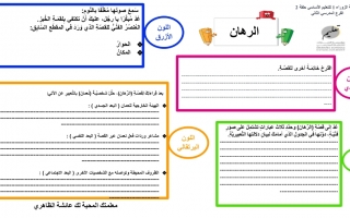 ورقة عمل درس الرهان لغة عربية الصف السابع