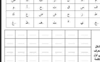 أوراق عمل درس الحروف الهجائية لغة عربية الصف الأول - نموذج 2