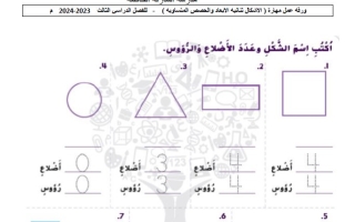 ورقة عمل مهارة الأشكال ثنائية الأبعاد والحصص المتساوية الرياضيات المتكاملة الصف الأول الفصل الثالث