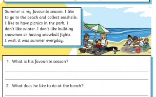 ورقة عمل Seasons Reading Comprehension مع الحل اللغة الإنجليزية الصف الثالث