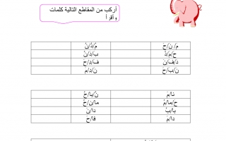 أوراق عمل على التحليل والتركيب لغة عربية الصف الثاني الفصل الأول