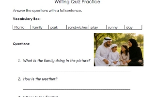 أوراق عمل Writing Quiz Practice اللغة الإنجليزية الصف الخامس