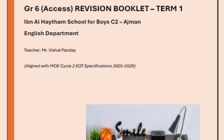 أوراق عمل REVISION BOOKLET اللغة الإنجليزية الصف السادس
