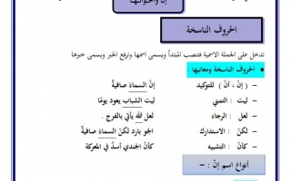 أوراق عمل درس إنّ وأخواتها لغة عربية الصف الثاني عشر