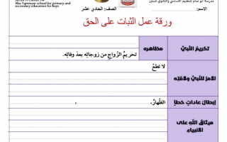 أوراق عمل متنوعة تربية إسلامية الصف الحادي عشر الفصل الأول