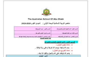 تلخيص الوحدة الأولى (المؤمن القوي) تربية اسلامية الصف الرابع الفصل الأول