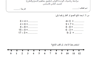 مراجعة الوحدة الأولى (تطبيق مفاهيم الجمع والطرح) رياضيات الصف الثاني الفصل الأول