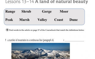 ورقة عمل Lesson 13 & 14 A land of natural beauty لغة إنجليزية الصف الحادي عشر