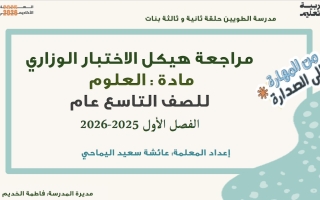 مراجعة الهيكل الوزاري العلوم المتكاملة الصف التاسع عام