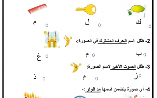 ورقة عمل درس حرف الميم لغة عربية الصف الأول - نموذج 2