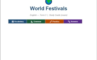 مراجعة Review Unit 8 World Festivals اللغة الإنجليزية الصف الثامن الفصل الثالث