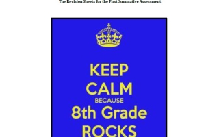 أوراق عمل The Revision Sheets for the First Summative Assessment اللغة الإنجليزية الصف الثامن