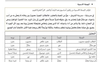 شرح القواعد والتطبيقات اللغوية حسب الهيكل اللغة العربية الصف الخامس
