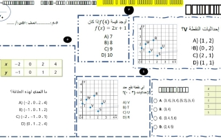 الاختبار التكويني الأول لأصحاب الهمم الرياضيات المتكاملة الصف الثامن الفصل الثاني