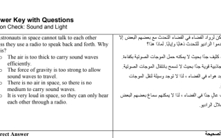 حل أوراق عمل Sound And Light بالانجليزي العلوم الصف الرابع