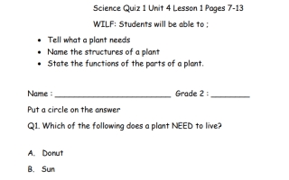 ورقة عمل داعمة Plants needs العلوم منهج انجليزي الصف الثاني