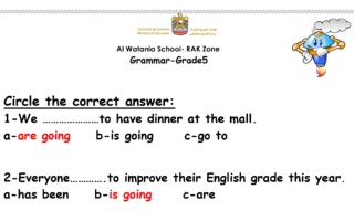 اجابة تدريبات على قواعد اللغة الأنجليزية الصف الخامس الفصل الثاني