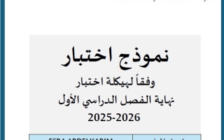 نموذج اختبار وفق الهيكل اللغة الإنجليزية الصف الثاني عشر نخبة