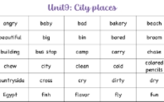 أوراق عمل Unit 9 City places اللغة الإنجليزية الصف الثاني