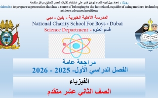 مراجعة حسب الهيكل الوزاري الفيزياء الصف الثاني عشر متقدم