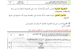 تدريبات مراجعة الهيكل الوزاري العلوم المتكاملة الصف التاسع عام