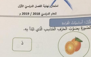 امتحان نهاية الفصل لغة عربية الصف الاول الفصل الأول - نموذج 1